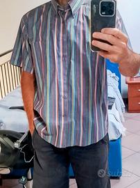 Camicia mezze maniche a righe colore fantasia