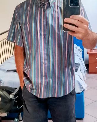 Camicia mezze maniche a righe colore fantasia