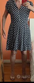 Vestito blu a pois bianchi leggero svasato S/M