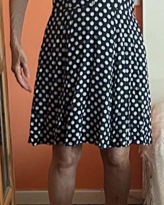 Vestito blu a pois bianchi leggero svasato S/M