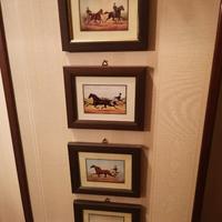 4 quadretti vintage cavalli da corsa
