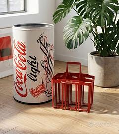 Bidone Coca-Cola e portabottiglie