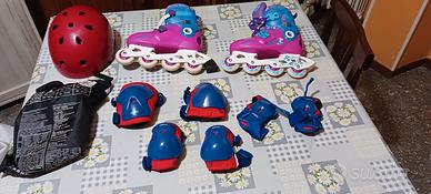 kit pattini a rotelle bambina fai 3 ai 7 anni