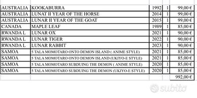 ARGENTO 11 MONETE DA 1  ONCIA