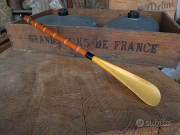 Calzascarpe Vintage Legno Bambù Bakelite Lungo Old