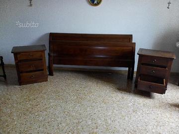 Letto matrimoniale in massello di noce + comodini