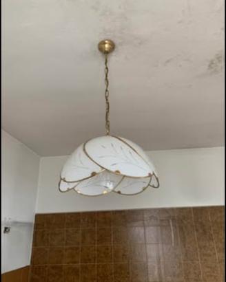 Lampadario vintage in vetro funzionante