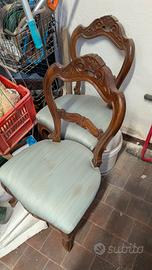 Set 4 sedie in legno con decoro intagliato