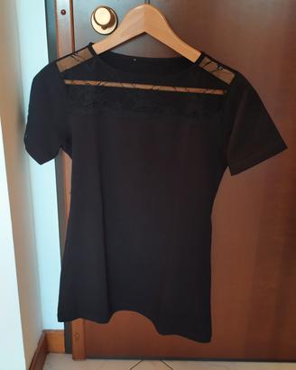 t-shirt donna con Pizzo superiore jadea