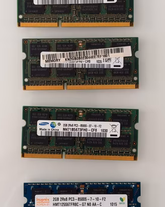 Lotto 4 RAM 2GB DDR3 1066 SODIMM 8GB Samsung hynix