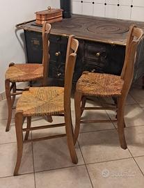 antiquariato - sedie legno sedile paglia  