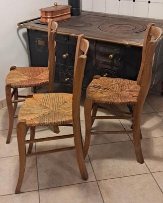 antiquariato - sedie legno sedile paglia  