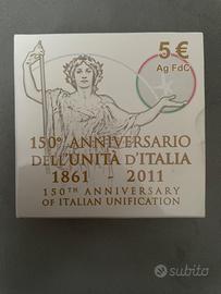 5 Euro Argento 150° Anniversario Unità d’Italia