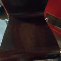 sgabello alto moderno legno e acciaio cromato