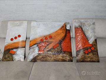 quadro trittico contemporaneo astratto 