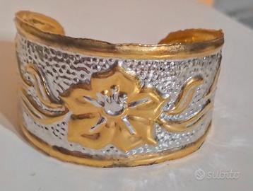 Bracciale Cuf,  metallo dorato e argentato