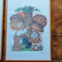 Trittico di disegno acquarellato con cornici