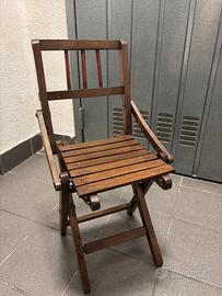 Sedia pieghevole vintage in legno per bambini