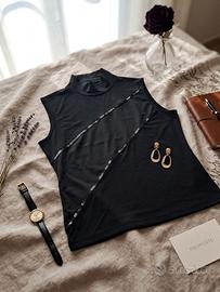 Top Lupetto Nero Proposte con Dettagli Mesh