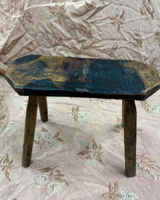 ANTICO SGABELLO DA MUNGITURA ORIGINALE DEL 1900
