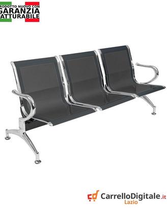 Sedie da attesa in acciaio colore nero 3 posti