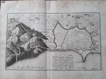 Mappa antica del Seicento di Barcellona 