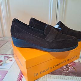 Mocassini scamosciati marroni Valleverde 37 donna