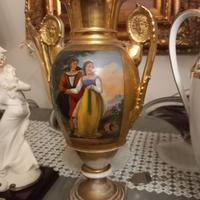 vaso antico Impero porcellana dipinta a mano 29cm