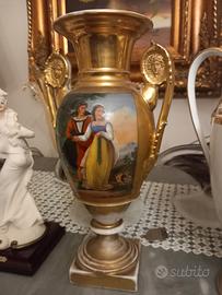 vaso antico Impero porcellana dipinta a mano 29cm