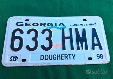Targa auto vintage U.S.  Stato della Georgia 1998