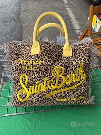 Borsa leopardata scritta ricamata gialla -S. Barth