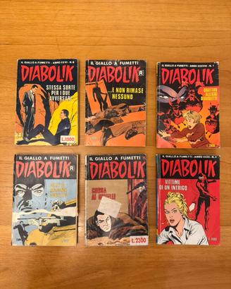 Lotto 6 fumetti Diabolik vintage