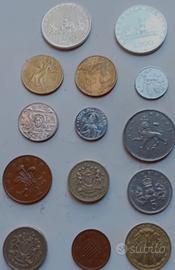 14 monete vintage  2 italiane 500 lire 12 inglesi