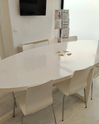 TAVOLO UFFICIO OVALE LACCATO BIANCO