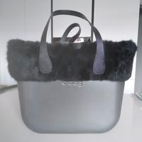 O BAG grande colore antracite con bordo in pellicc