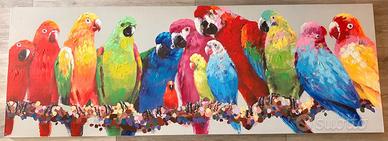 Quadro moderno pappagalli colorati