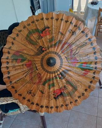 Ombrello parasole asiatico vintage in carta e bamb