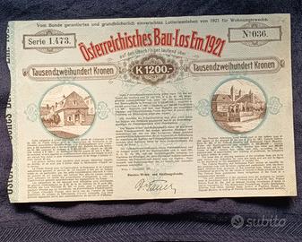Austria Certificato Obbligazionario del 1921.