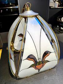 Lampadario vintage oro e vetro
