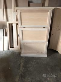 Scarpiera in legno con 3 ribalte