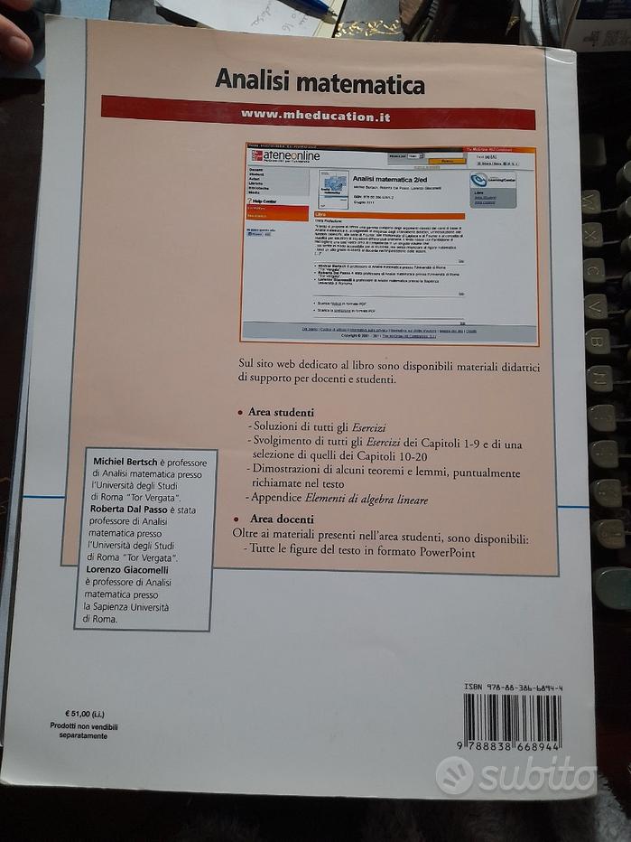 Bertsch dal passo giacomelli analisi matematica - Vendita in Libri e  riviste 