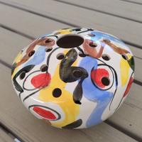raro vaso portafiori smaltato a colori anni '60