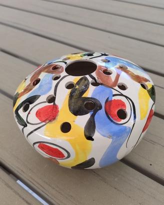 raro vaso portafiori smaltato a colori anni '60