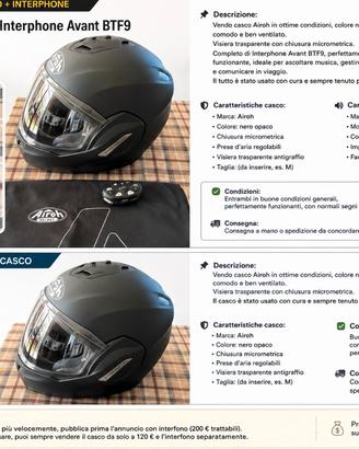 Casco moto con o senza interphone