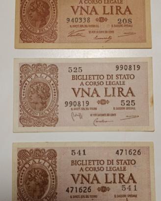 34#. Banconote 1  Lira (tutte le firme).