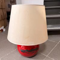 Lampada da tavolo vintage base in ceramica rossa