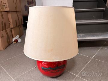 Lampada da tavolo vintage base in ceramica rossa
