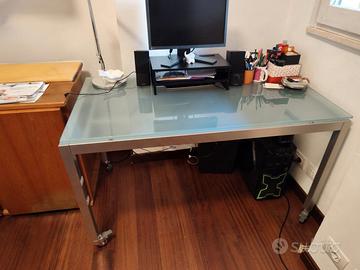 scrivania Calligaris in vetro e acciaio