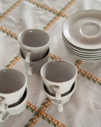 Servizio caffè da 6, ceramica bianca