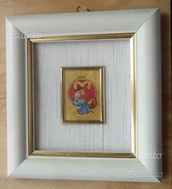 Piccolo quadretto con cromolitografia d'arte su fo